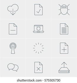 Vector Illustration Of 12 Internet Icons. Editable Pack Of Delete Data, Hdd Sync, Router And Other Elements.