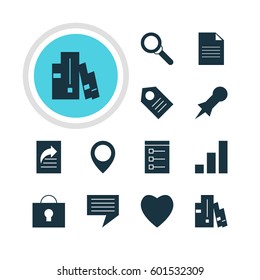 Vector Illustration Of 12 Internet Icons. Editable Pack Of Document, Love, Magnifier And Other Elements.