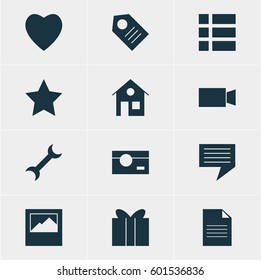 Vector Illustration Of 12 Internet Icons. Editable Pack Of Bookmark, Coupon, Capture And Other Elements.