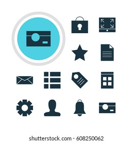 Vector Illustration Of 12 Internet Icons. Editable Pack Of Keyhole, Letter, Capture And Other Elements.