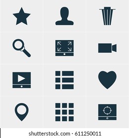 Vector Illustration Of 12 Internet Icons. Editable Pack Of Trash, Magnifier, Bookmark And Other Elements.
