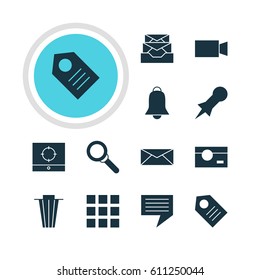 Vector Illustration Of 12 Internet Icons. Editable Pack Of Video Camera, Messages, Chat And Other Elements.