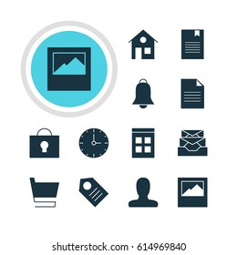 Vector Illustration Of 12 Internet Icons. Editable Pack Of Bookmark, Account, Clock And Other Elements.