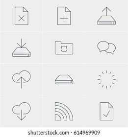 Vector Illustration Of 12 Internet Icons. Editable Pack Of Waiting, Hard Drive Disk, Hdd Sync And Other Elements.