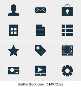 Vector Illustration Of 12 Internet Icons. Editable Pack Of Keyhole, Account, Letter And Other Elements.