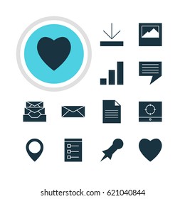 Vector Illustration Of 12 Internet Icons. Editable Pack Of Messages, Chat, Board And Other Elements.