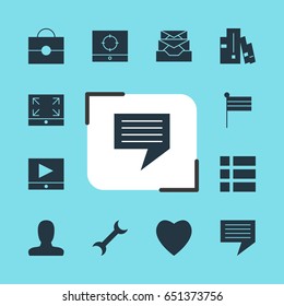 Vector Illustration Of 12 Internet Icons. Editable Pack Of Messages, Target Scope, Chat And Other Elements.