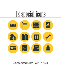 Vector Illustration Of 12 Internet Icons. Editable Pack Of Date Time, Maximize, Settings And Other Elements.