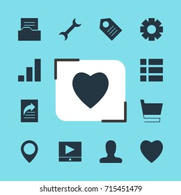 Vector Illustration Of 12 Internet Icons. Editable Pack Of Map Pointer, Settings, Increase Chart And Other Elements.