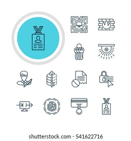 Vector Illustration Of 12 Internet Security Icons. Editable Pack Of Account Data, Camera, Data Error And Other Elements.