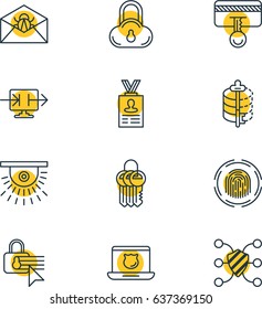 Vector Illustration Of 12 Internet Security Icons. Editable Pack Of Safeguard, Camera, Confidentiality Options And Other Elements.