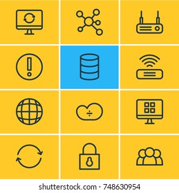 Vector Illustration Of 12 Internet; Web Icons. Editable Pack Of Mistake, Publish, Os Client And Other Elements.
