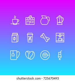 Vector Illustration Of 12 Java Icons. Editable Pack Of Drink Pot, Seed, Mocha And Other Elements.