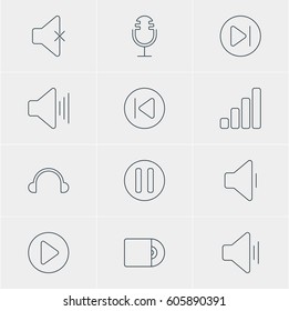 Vector Illustration Of 12 Melody Icons. Editable Pack Of Start, Audio, Compact Disk And Other Elements. svg