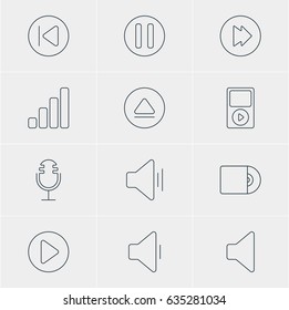 Vector Illustration Of 12 Melody Icons. Editable Pack Of Advanced, Lag, Speaker And Other Elements.