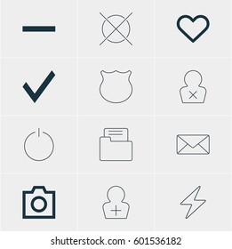 Vector Illustration Of 12 Member Icons. Editable Pack Of Confirm, Register Account, Snapshot And Other Elements.