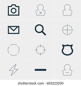 Vector Illustration Of 12 Member Icons. Editable Pack Of Snapshot, Seek, Avatar And Other Elements.