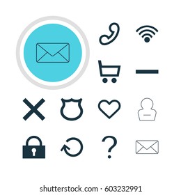 Vector Illustration Of 12 Member Icons. Editable Pack Of Minus, Envelope, Emotion And Other Elements.