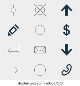 Vector Illustration Of 12 Member Icons. Editable Pack Of Cancel, Handset, Pen Elements.