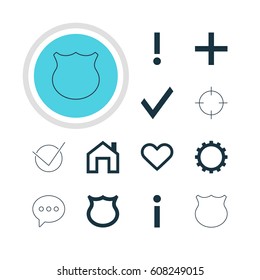 Vector Illustration Of 12 Member Icons. Editable Pack Of Info, Plus, Mainpage And Other Elements.
