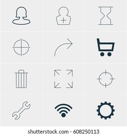 Vector Illustration Of 12 Member Icons. Editable Pack Of Wrench, Wide Monitor, Screen Capture And Other Elements.