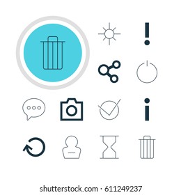 Vector Illustration Of 12 Member Icons. Editable Pack Of Remove User, Snapshot, Message And Other Elements.