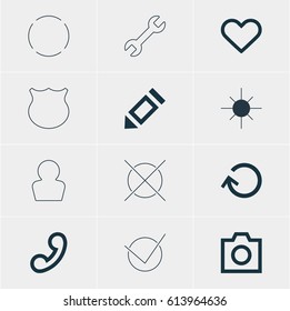 Vector Illustration Of 12 Member Icons. Editable Pack Of Emotion, Repeat, Pen And Other Elements.