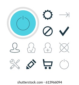 Vector Illustration Of 12 Member Icons. Editable Pack Of Cancel, Register Account, Pen And Other Elements.