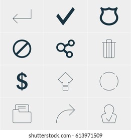 Vector Illustration Of 12 Member Icons. Editable Pack Of Accsess, Confirm, Displacement And Other Elements.
