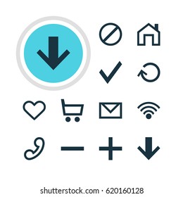 Vector Illustration Of 12 Member Icons. Editable Pack Of Renovate, Handset, Minus Elements.