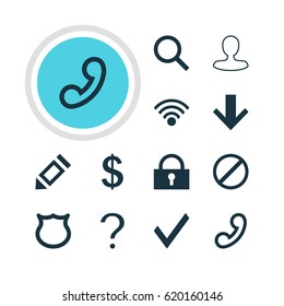 Vector Illustration Of 12 Member Icons. Editable Pack Of Conservation, Pen, Access Denied And Other Elements.