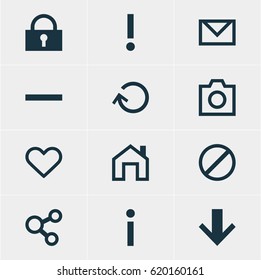 Vector Illustration Of 12 Member Icons. Editable Pack Of Alert, Letter, Publish And Other Elements.