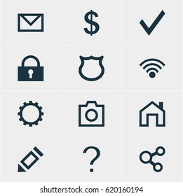 Vector Illustration Of 12 Member Icons. Editable Pack Of Publish, Cogwheel, Snapshot And Other Elements.