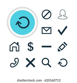 Vector Illustration Of 12 Member Icons. Editable Pack Of Letter, Check, Money Making And Other Elements.