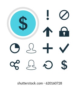 Vector Illustration Of 12 Member Icons. Editable Pack Of Alert, Check, Female User And Other Elements.