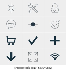 Vector Illustration Of 12 Member Icons. Editable Pack Of Yes, Confirm, Message And Other Elements.