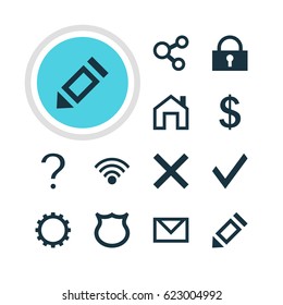 Vector Illustration Of 12 Member Icons. Editable Pack Of Mainpage, Wrong, Money Making And Other Elements.