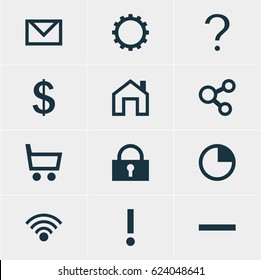 Vector Illustration Of 12 Member Icons. Editable Pack Of Minus, Padlock, Alert And Other Elements.