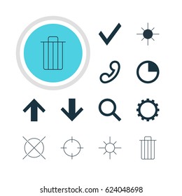 Vector Illustration Of 12 Member Icons. Editable Pack Of Stopwatch, Full Brightness, Confirm And Other Elements.