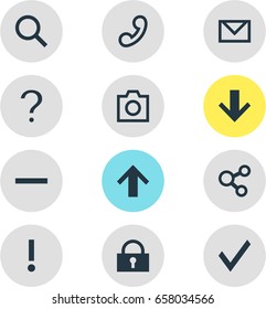 Vector Illustration Of 12 Member Icons. Editable Pack Of Minus, Snapshot, Top And Other Elements.