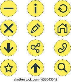 Vector Illustration Of 12 Member Icons. Editable Pack Of Info, Pen, Magnifier And Other Elements.