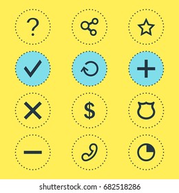 Vector Illustration Of 12 Member Icons. Editable Pack Of Stopwatch, Confirm, Help And Other Elements.