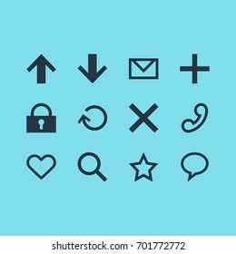 Vector Illustration Of 12 Member Icons. Editable Pack Of Asterisk, Handset, Top Elements.