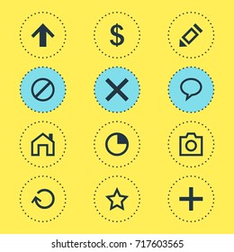 Vector Illustration Of 12 Member Icons. Editable Pack Of Top, Plus, Mainpage And Other Elements.