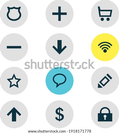 Vector illustration of 12 member icons. Editable set of lock, earning, protection and other icon elements.