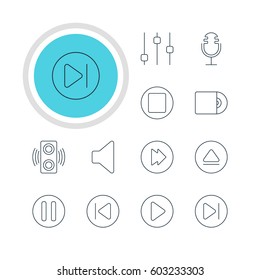 Vector Illustration Of 12 Music Icons. Editable Pack Of Compact Disk, Lag, Speaker And Other Elements.