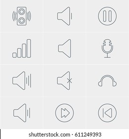 Vector Illustration Of 12 Music Icons. Editable Pack Of Advanced, Acoustic, Lag And Other Elements.