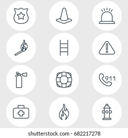 Vector Illustration Of 12 Necessity Icons. Editable Pack Of Water, Exclamation, Burn And Other Elements.