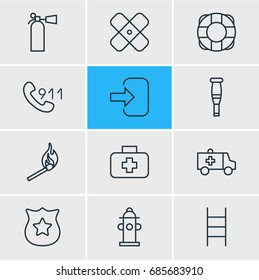Vector Illustration Of 12 Necessity Icons. Editable Pack Of Adhesive, Fire, Water And Other Elements.
