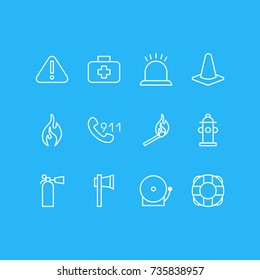Vector Illustration Of 12 Necessity Icons. Editable Pack Of Siren, Exclamation, Ax And Other Elements.